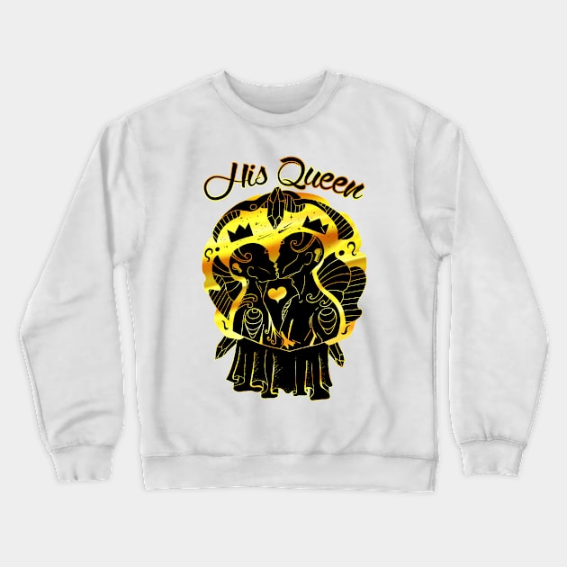 Black Gold Lovers Kiss - His Queen Crewneck Sweatshirt by kenallouis